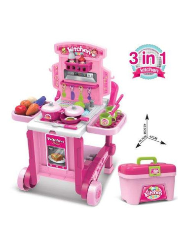 Buba Детска кухня Kitchen little Chef, 008-927, розова, куфар, NEW022683