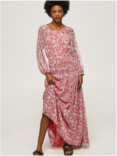 White and Red Women Patterned Maxi-dress Pepe Jeans - Women