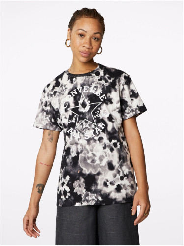 Cream-black women's patterned Converse T-shirt