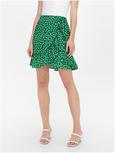 Green Floral Short Wrap Skirt ONLY Olivia