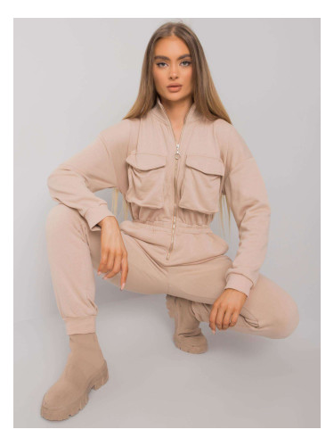 Beige cotton jumpsuit