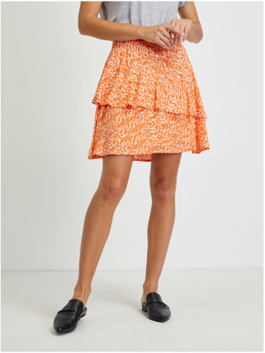 Orange patterned skirt with ruffle VERO MODA Hanna