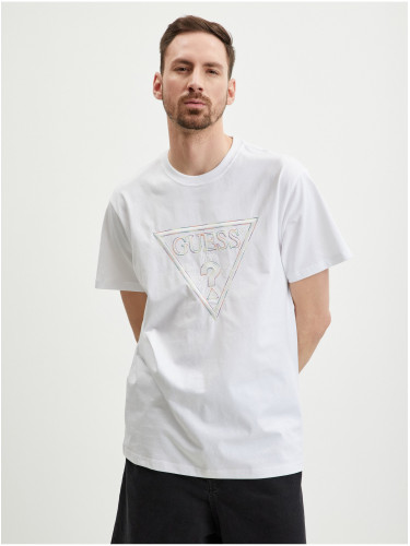 White Men's T-Shirt Guess Moisey - Men