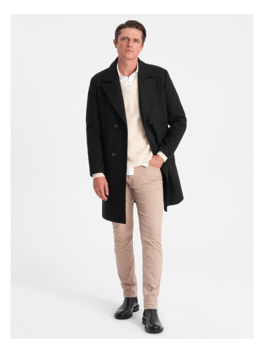 Ombre Men's double-breasted lined coat - black