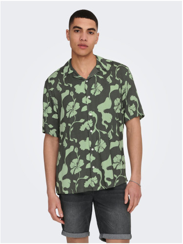 Green Men's Patterned Short Sleeve Shirt ONLY & SONS Dash