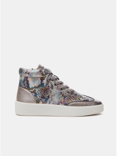 Desigual Women's Patterned Platform Ankle Sneakers in Silver De - Women