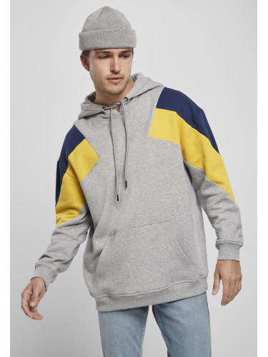 Oversize 3-Tone Hoody gray/honey/dark blue
