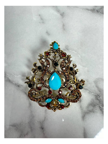 Brooch XZ459-191 gold + blue