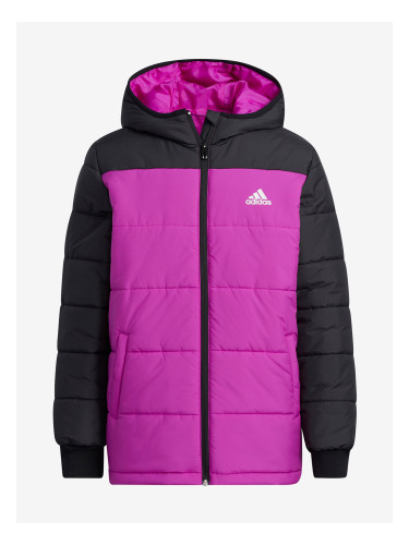 Black and pink adidas Performance quilted jacket for girls