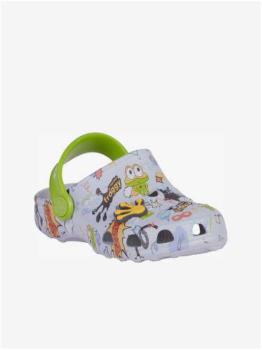 Light grey children's patterned slippers Coqui Little Frog - Boys