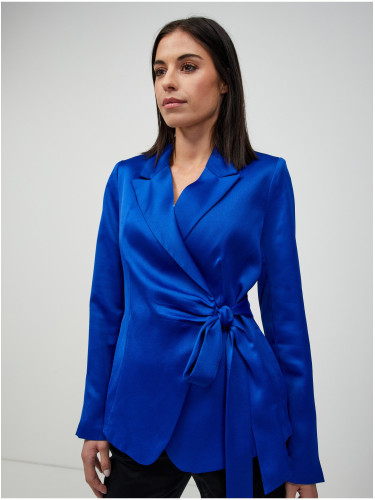 Dark blue satin jacket with ORSAY tie - Women