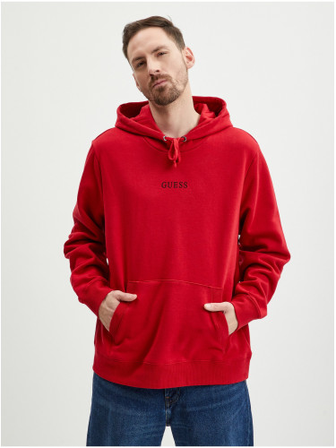 Red Mens Hoodie Guess Roy - Men