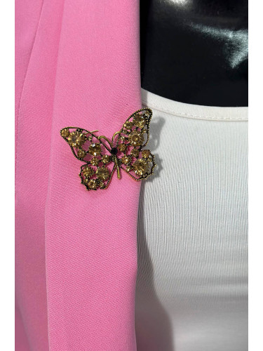 Butterfly Brooch A-2-21-7 apricot + gold