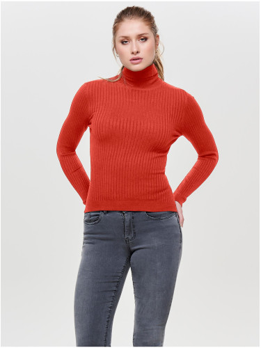 Orange Ladies Ribbed Turtleneck ONLY Karol - Ladies