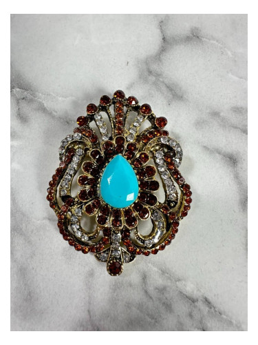 Brooch XZ459-109 gold + blue