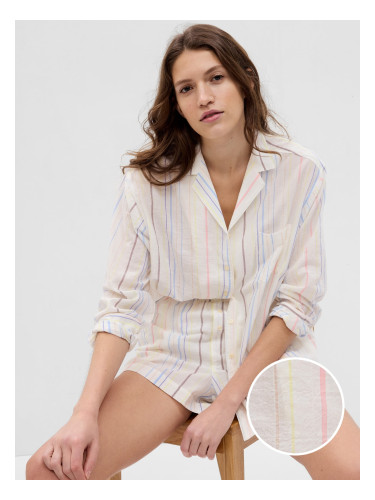 Cream Women's Striped Pajama Shirt GAP