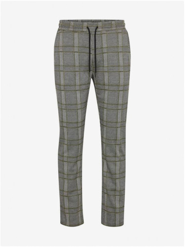 Grey Checkered Pants Blend - Men