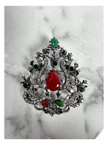 Brooch XZ459-191 silver + red