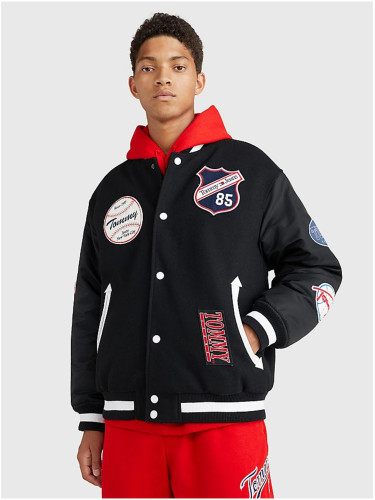 Black men's bomber jacket with Tommy Jeans wool