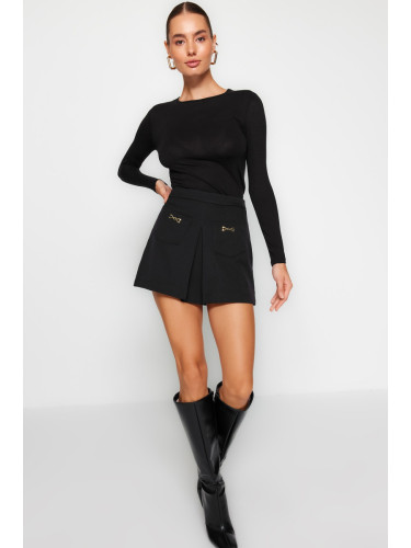 Trendyol Black Pocket Detailed Woven Short Skirt