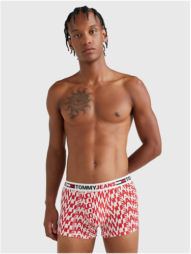 Tommy Hilfiger Underwear Red and White Tommy Jeans Men's Patterned Boxer Shorts