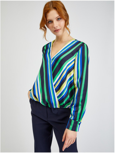 Orsay Blue-Green Women's Striped Satin Blouse - Women's