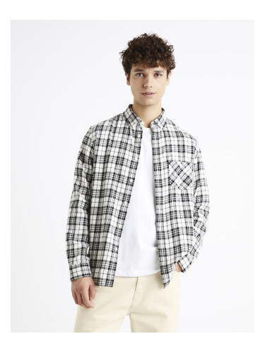 Celio Plaid Flannel Shirt Canewto - Mens