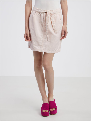 Light pink denim skirt with linen CAMAIEU - Ladies