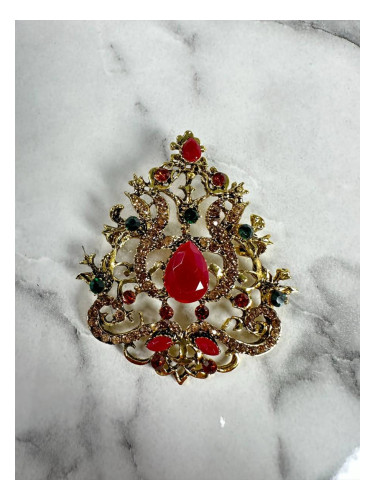 Brooch XZ459-191 Gold + Red