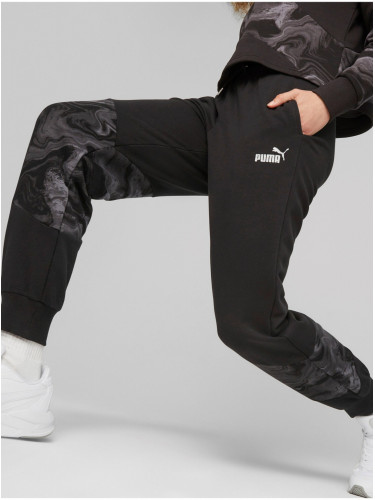 Puma Power Cat Marbleized Black Women's Sweatpants - Women