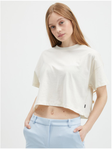 Cream crop T-shirt Noisy May Alena - Women