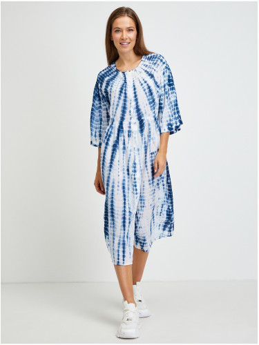 Blue and White Ladies Batik Midi-Dresses Lee - Women