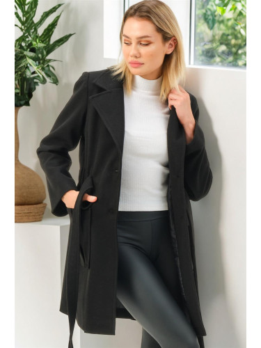 Z6778 DEWBERRY WOMEN'S COAT-PLAIN BLACK