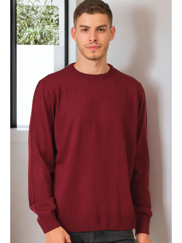 V0091 DEWBERRY MEN'S OVERSIZE SWEATER-PLAIN BURGUNDY