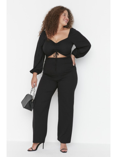 Trendyol Curve Black Cut Out Detailed Woven Overalls
