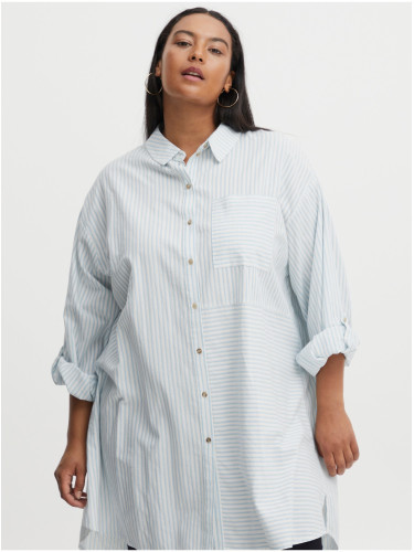 Blue and white women's long striped shirt Fransa - Women