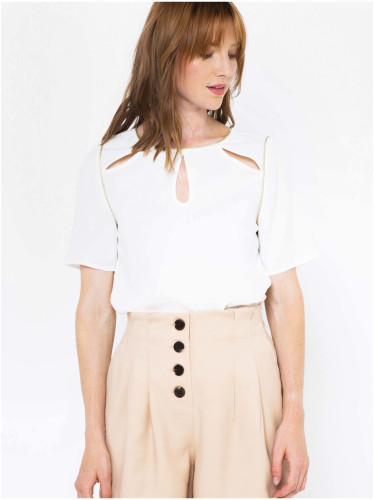 White blouse with cut-outs CAMAIEU
