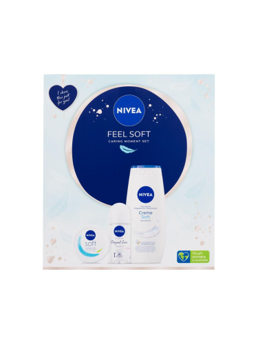 Nivea Feel Soft Подаръчен комплект душ гел Creme Soft 250 ml + антиперспирант рол-он Original Natural 50 ml + хидратиращ крем Soft 100 ml