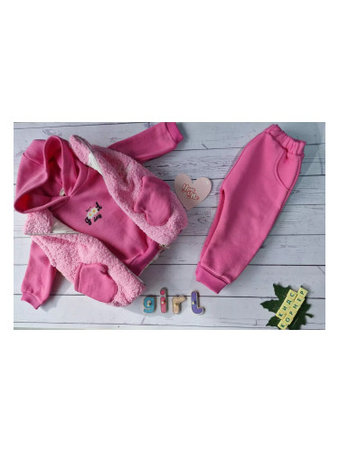Ватиран детски комплект с елек Pink Mittens