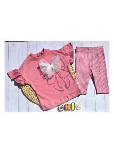 Детски летен комплект за момиче Cute Bow Pink