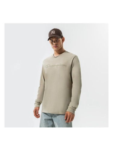 Champion Тениска Crewneck Long Sleeve Тениска мъжки Дрехи Тениски 218285ES066 Сив