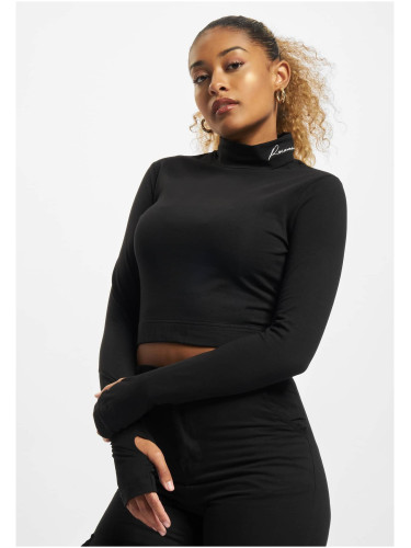 Черен къс топ с дълъг ръкав