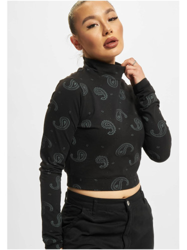 Черен къс топ с дълъг ръкав