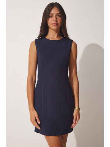 Happiness İstanbul Women's Navy Blue Sleeveless Basic Elegant Dress