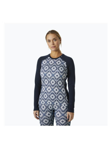 Дамска термоактивна блуза Helly Hansen Lifa Merino Midweight Graphic Crew navy star pixel