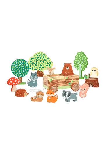 Горски животни с количка от серия "Woodland animals", Orange Tree Toys