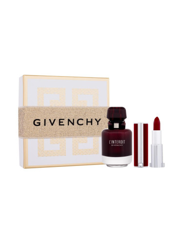 Givenchy L'Interdit Rouge Подаръчен комплект EDP 50 ml + червило Le Rouge Deep Velvet 3,4 g 37 Rouge Grainé