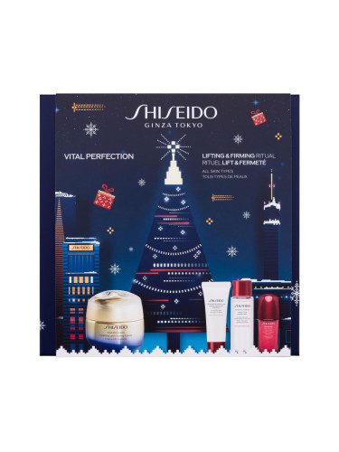 Shiseido Vital Perfection Lifting & Firming Ritual Подаръчен комплект дневен крем за лице Vital Perfection 50 ml + почистваща пяна за лице Clarifying Cleansing Foam 15 ml + лосион за лице Treatment Lotion 30 ml + серум за лице Ultimune 10 ml
