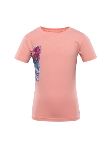 Apricot girls' T-shirt with NAX ZALDO print