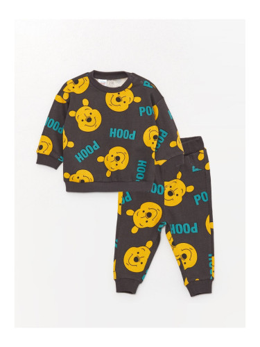 LC Waikiki Crew Neck Long Sleeve Winnie the Pooh Printed Baby Boy Sweatshirt and Trousers 2-Piece Set